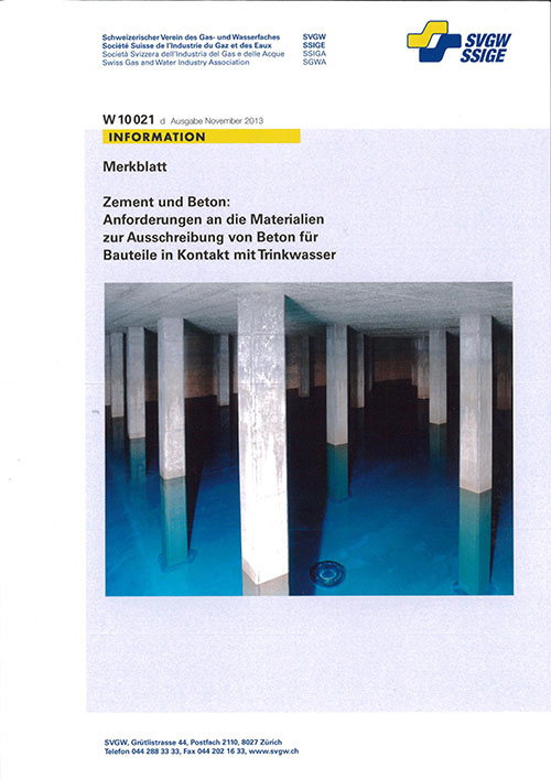 W10 021 d Merkblatt; Zement und Beton - Anforderungen an die Materialien zur Ausschreibung von Beton für Bauteile in Kontakt mit Trinkwasser (1)