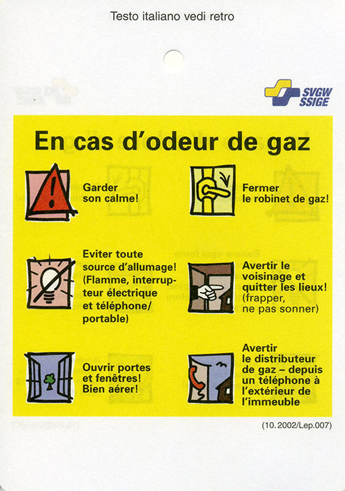 Lep. 007 f/i; En cas d'odeur de gaz - In caso d'odore di gas