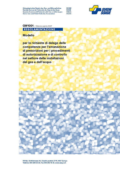 GW1001 i Modello per la richiesta di delega delle competenze per l’emanazione di prescrizioni per i procedimenti di autorizzazione e di controllo nel settore delle installazioni del gas e dell’acqua