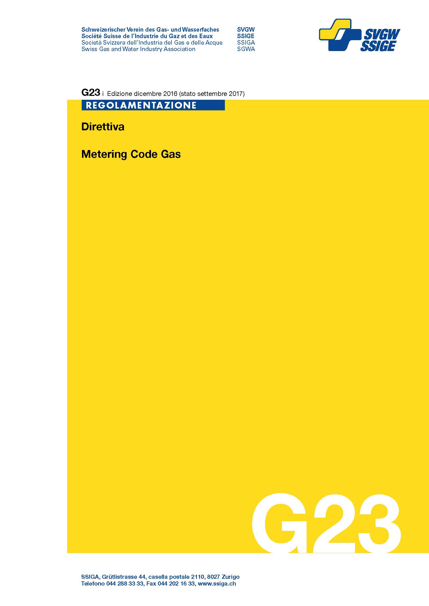 G23 i Direttiva; Metering Code Gas