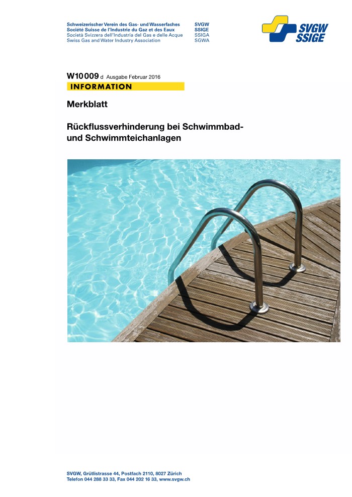W10 009 d Merkblatt; Rückflussverhinderung bei Schwimmbad- und Schwimmteichanlagen
