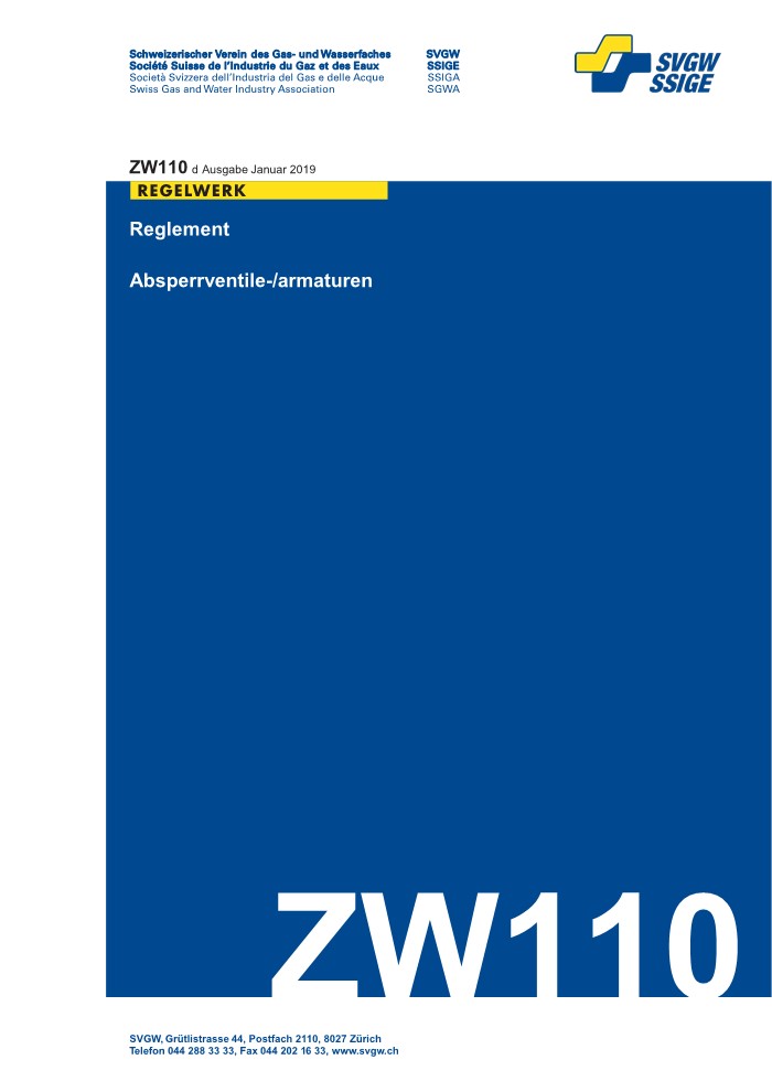 ZW110 d - Reglement; Absperrarmaturen
