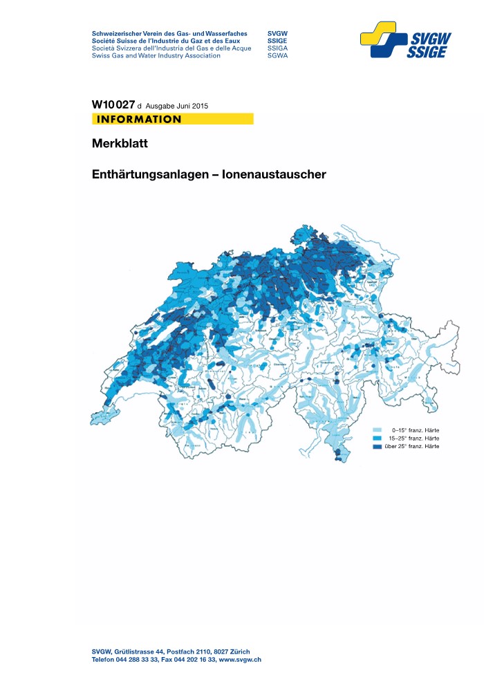 W10 027 d Merkblatt; Enthärtungsanlagen - Ionenaustauscher