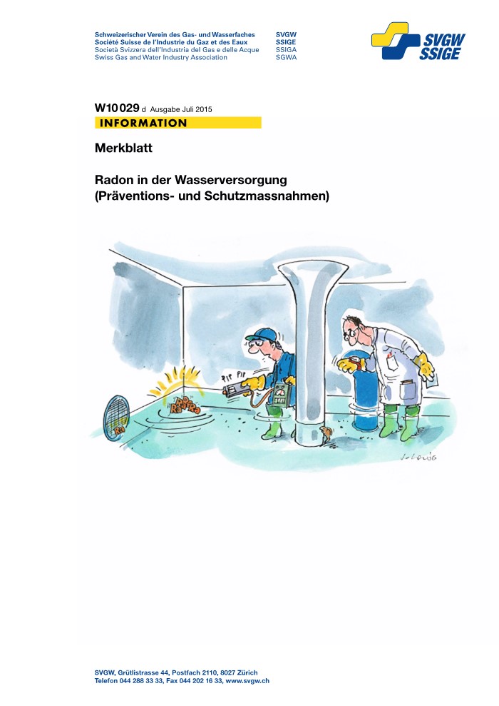 W10 029 d Merkblatt; Radon in der Wasserversorgung (Präventions- und Schutzmassnahmen)