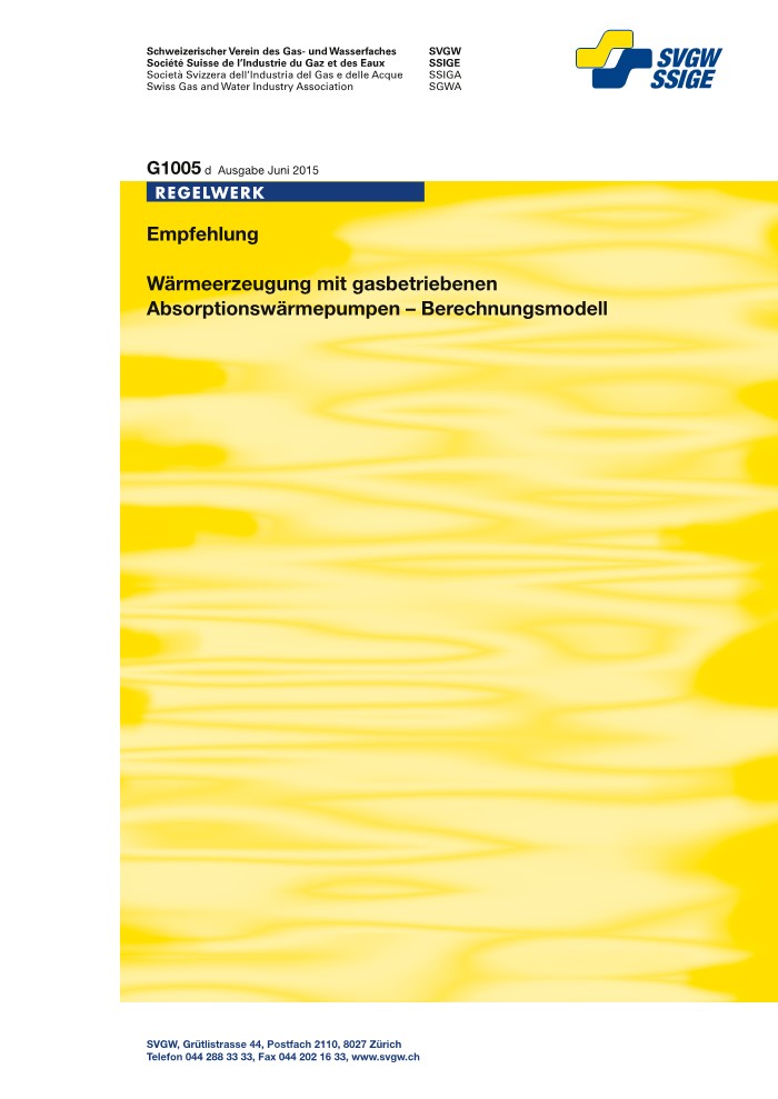 G1005 d Empfehlung; Wärmeerzeugung mit gasbetriebenen Absorptionswärmepumpen - Berechnungsmodell