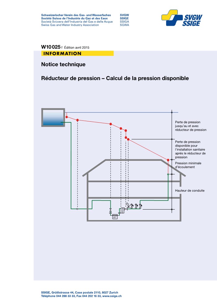 W10 025 f Notice technique; Réducteur de pression - Calcul de la pression disponible