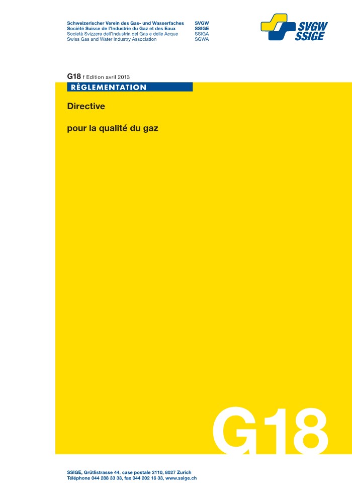 G18 f Directive pour la qualité du gaz (1)