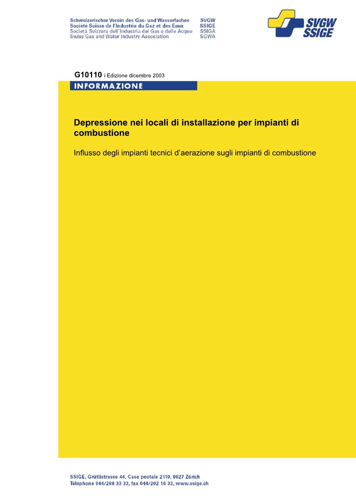 G10 110 i Circulare; Depressione nei locali di installazione per impianti di combustione