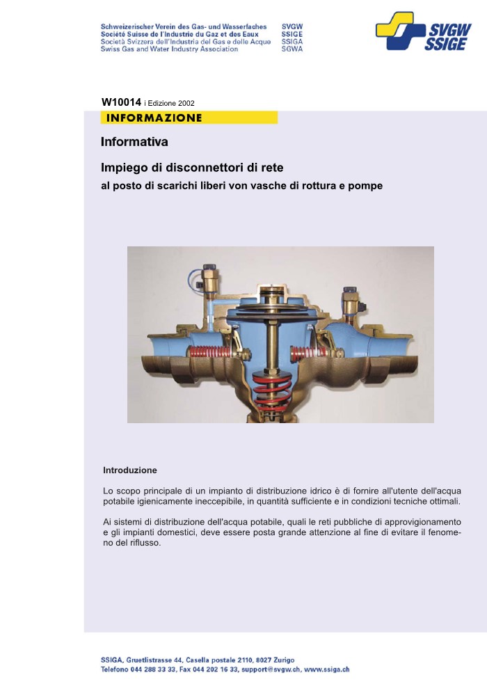 W10 014 i Nota tecnica; Impiego di disconnettori di rete