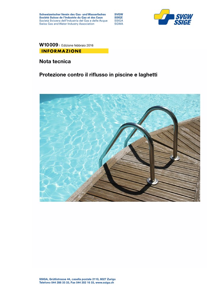 W10 009 i Nota tecnica; Protezione contro il riflusso in piscine e laghetti