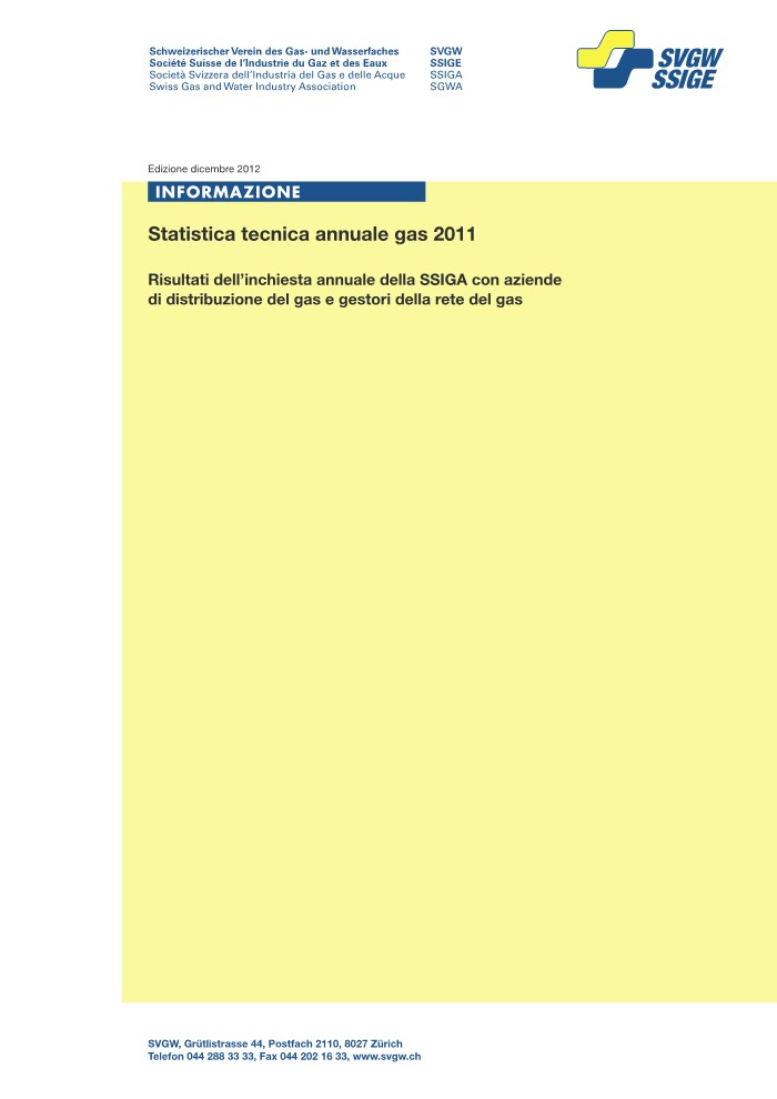 G15 001 i Informazione; Statistica tecnica annuale gas 2011