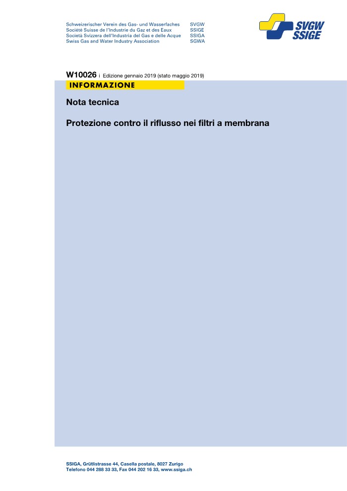 W10 026 i Nota tecnica; Protezione contro il riflusso negli impianti di osmosi inversa