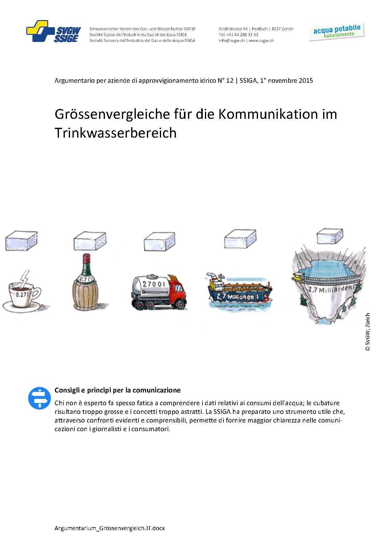 Argumentarium: «Grössenvergleiche für die Kommunikation im Trinkwasserbereich»