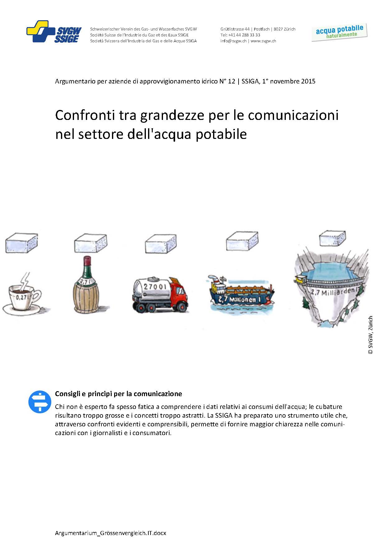 Argomentazione: «Confronti tra grandezze per le comunicazioni nel settore dell'acqua potabile»