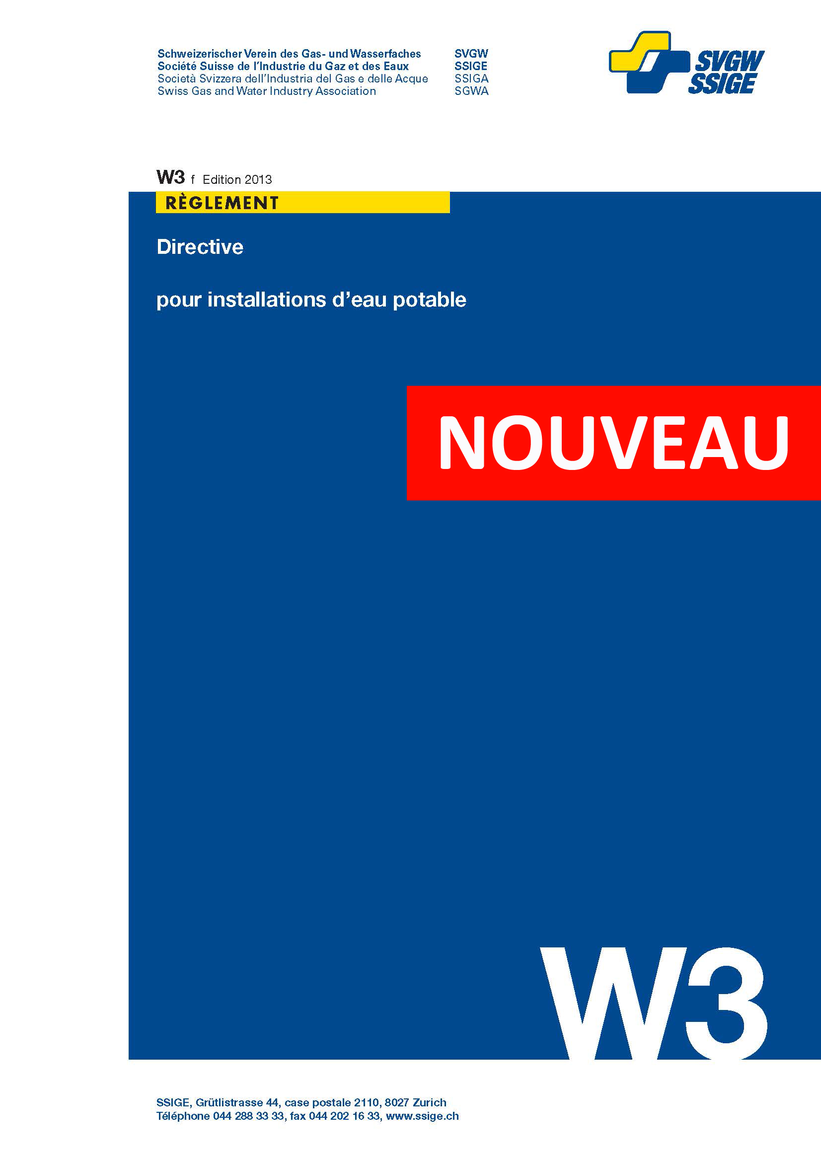 W3 f Directive pour installations d'eau potable incl. Compléments 1+2+3+4